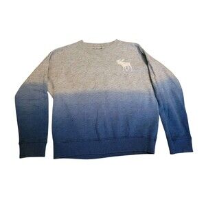 Girls Abercrombie Kids 9/10 Sweatshirt Crew Neck Blue Ombre Gray Graphic On Back